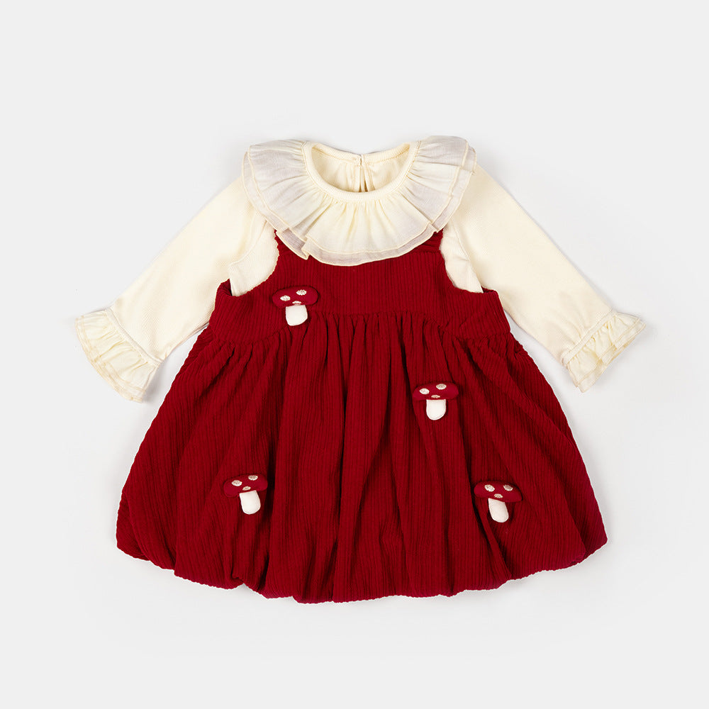 Charming Two-Piece Dress Set for Girls, Spring Clothing, 1-Year-Old Baby Formal Wear, Stylish Children's Princess Dress, New Year Outfit