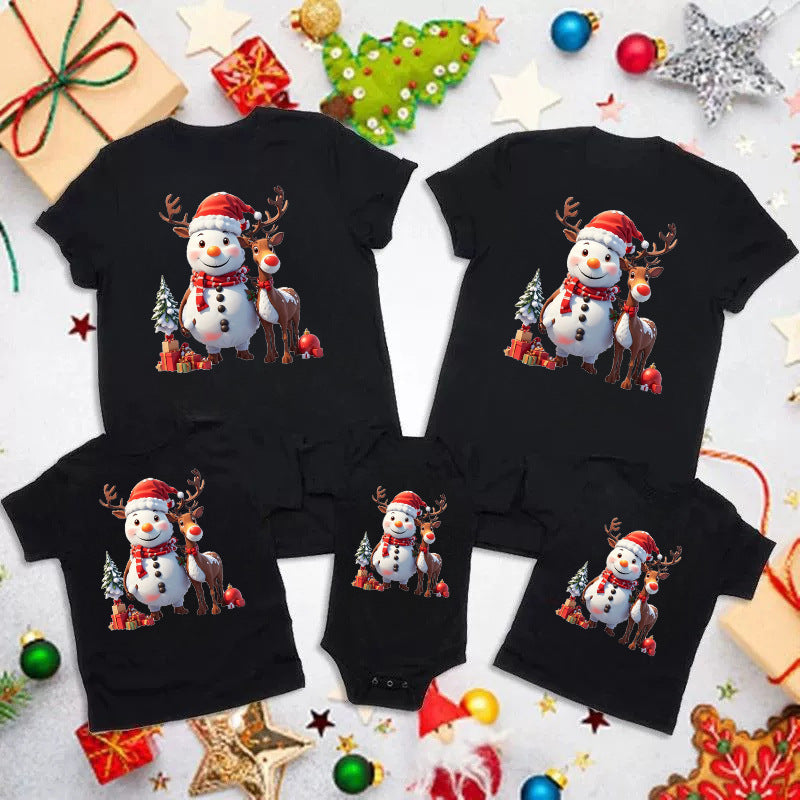 Cotton Family Matching Short Sleeve T-Shirt for Summer Family Outfits