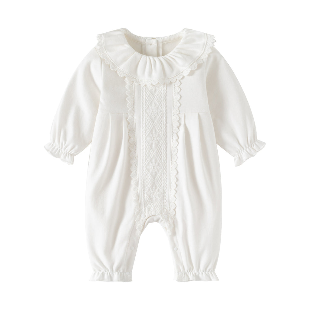 Ruffle Collar Newborn Baby Girl Romper Long Legs Clothes