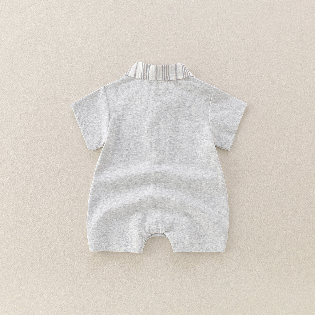 Baby Cartoon Letter Short Sleeve Romper Outfit for 1-Year-Old Boy
