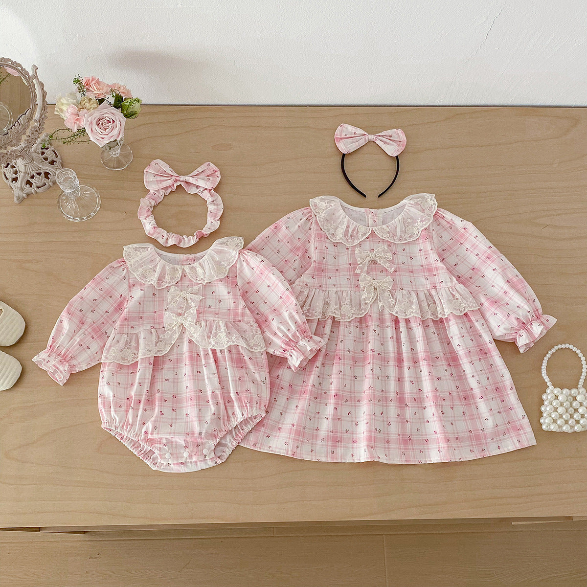 Baby Clothes Baby Romper Girl Ins Dress Sweet Princess Lace Sister Outfit Dropshipping
