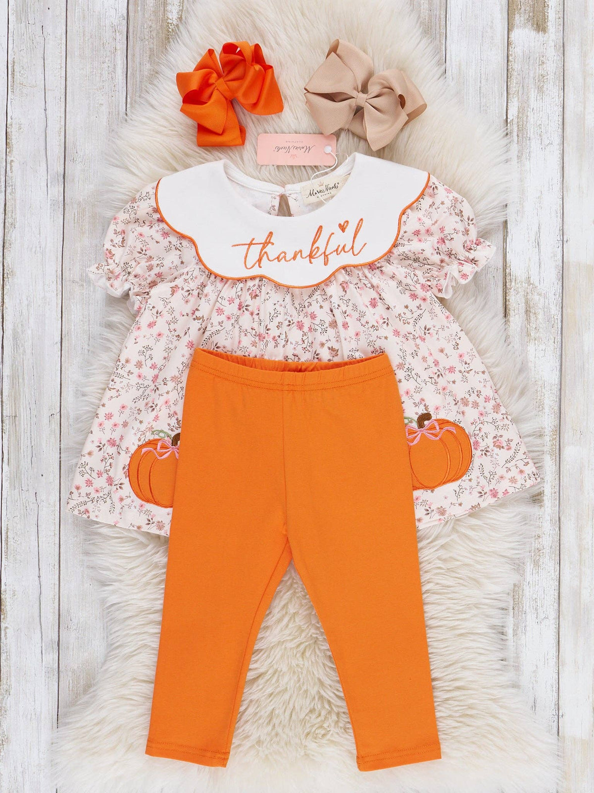 Thankful Pumpkin Embroidered Outfit: 3XL(7yrs)