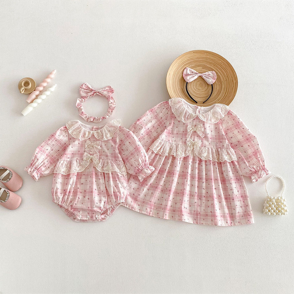 Baby Clothes Baby Romper Girl Ins Dress Sweet Princess Lace Sister Outfit Dropshipping
