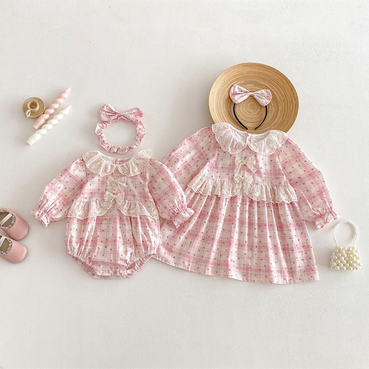 Baby Clothes Baby Romper Girl Ins Dress Sweet Princess Lace Sister Outfit Dropshipping
