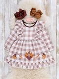Turkey Gingham Celebration Embroidered Ruffle Dress: 4XL(8yrs)