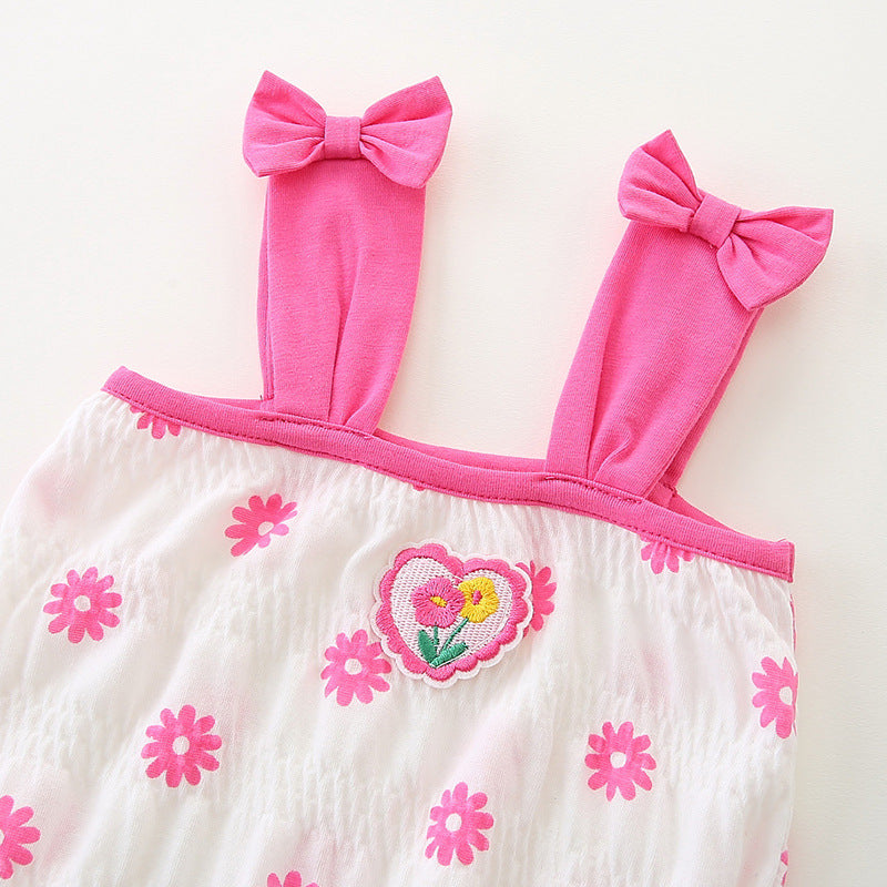 Cute Baby Girl Sleeveless Romper Infant Strap Bodysuit Lightweight One-Piece Clothes