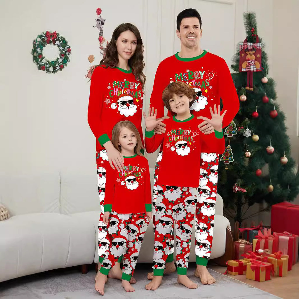 Family Christmas Matching Outfits – Santa Claus Print Loungewear Set for Adults, Kids & Baby