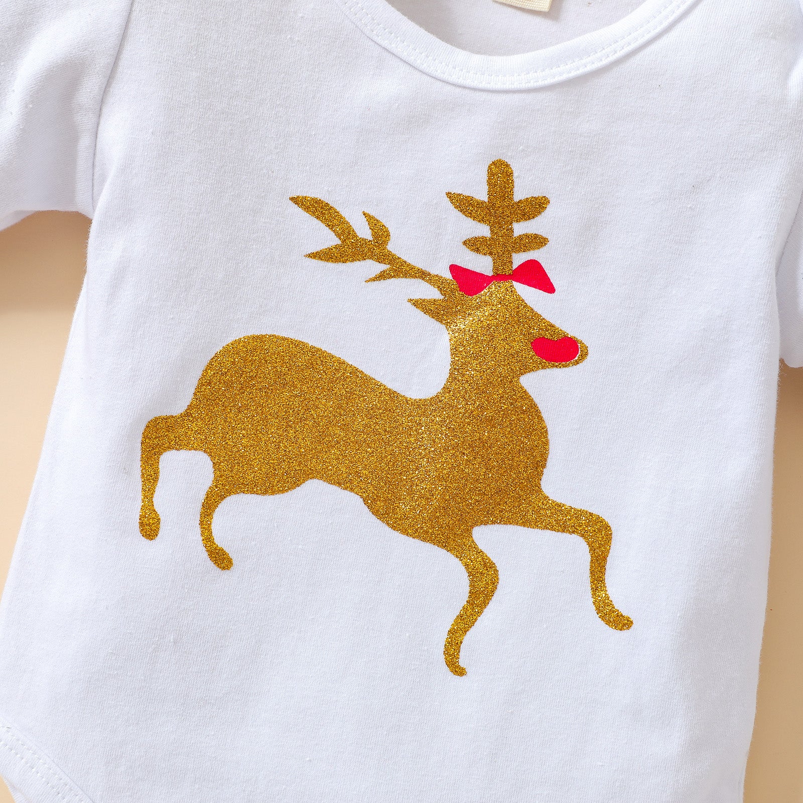 Baby Girl Christmas Outfit 4-Piece Set – Reindeer Romper, Tutu Skirt, Leg Warmers & Headband (0-18M)