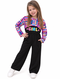 Children's Colorful Geometric Print Top & Jumpsuit Set