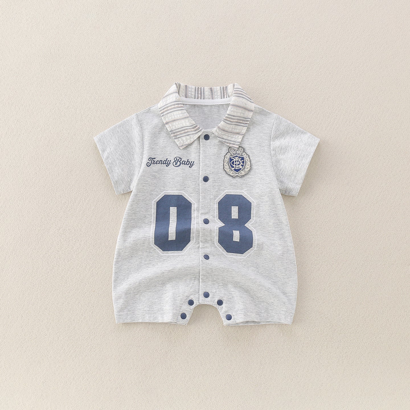 Baby Cartoon Letter Short Sleeve Romper Outfit for 1-Year-Old Boy
