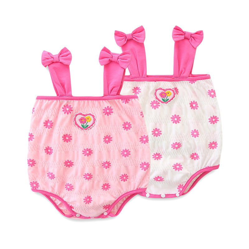 Cute Baby Girl Sleeveless Romper Infant Strap Bodysuit Lightweight One-Piece Clothes