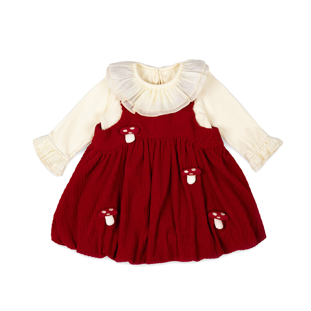 Charming Two-Piece Dress Set for Girls, Spring Clothing, 1-Year-Old Baby Formal Wear, Stylish Children's Princess Dress, New Year Outfit