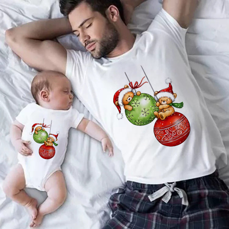 Cotton Family Matching Short Sleeve T-Shirt for Summer Family Outfits