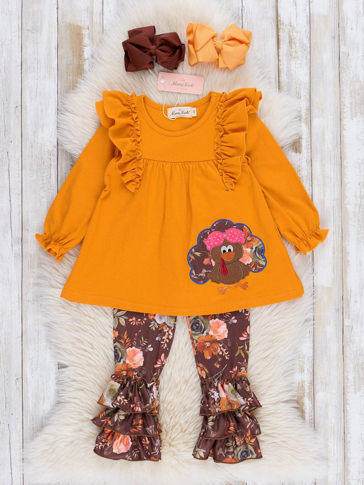 Mustard Turkey Floral Outfit: 5XL(9/10yrs)