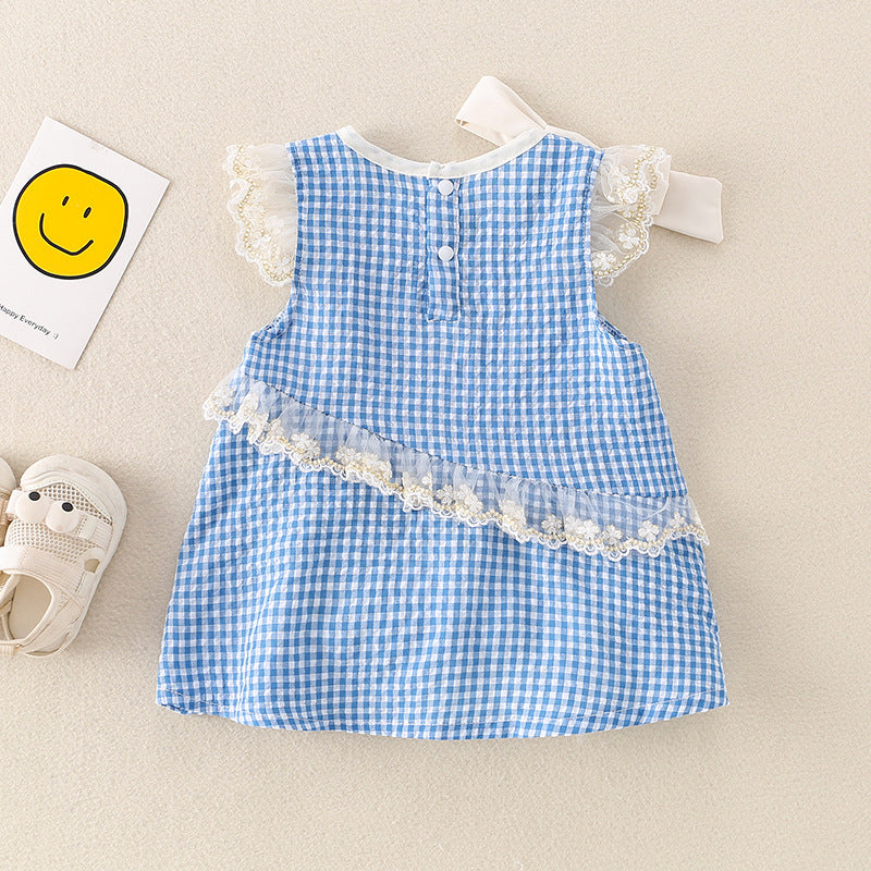 Baby Girl Sleeveless Princess Romper Outfit, Full Moon Triangular Crawler Clothes