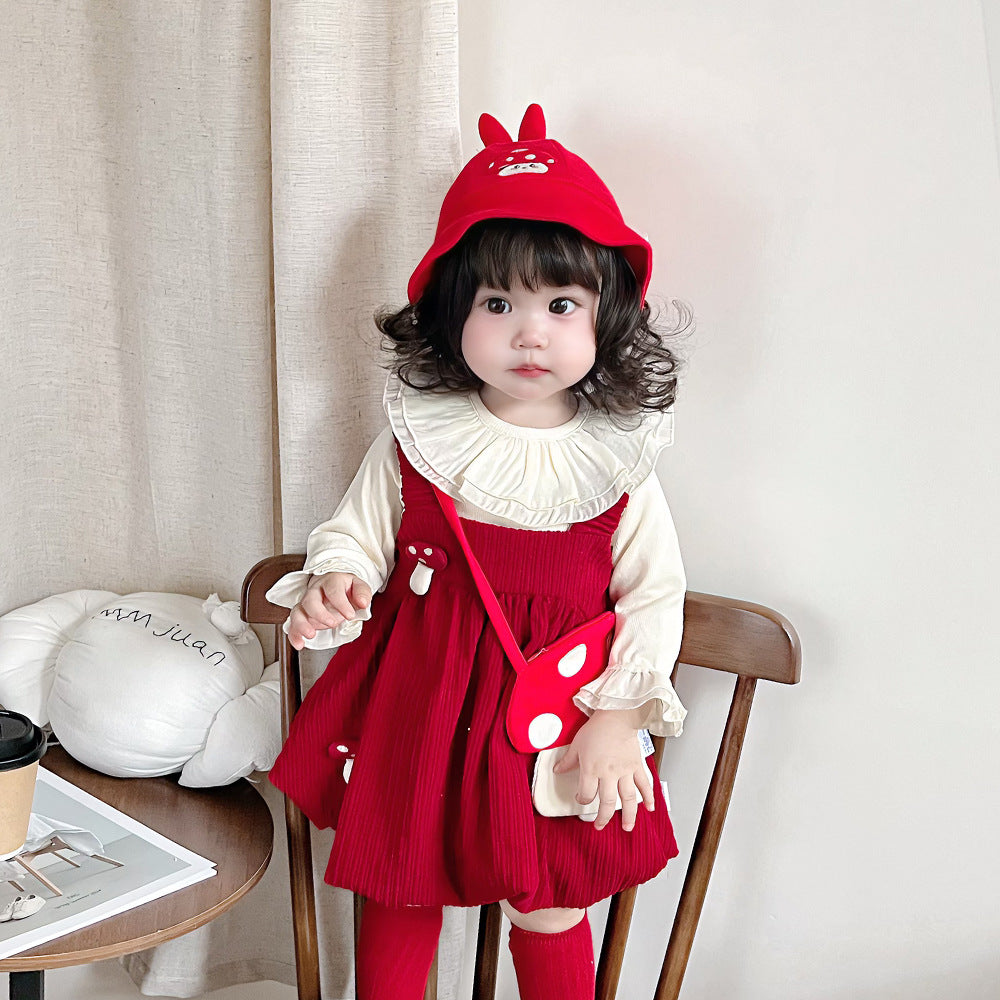 Charming Two-Piece Dress Set for Girls, Spring Clothing, 1-Year-Old Baby Formal Wear, Stylish Children's Princess Dress, New Year Outfit