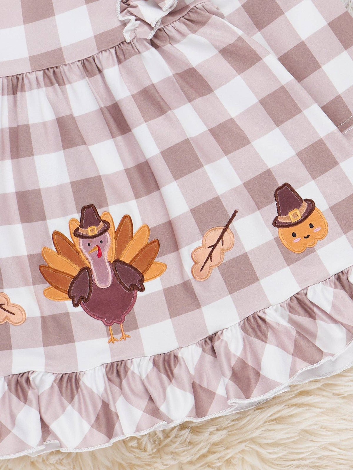 Turkey Gingham Celebration Embroidered Ruffle Dress: 4XL(8yrs)