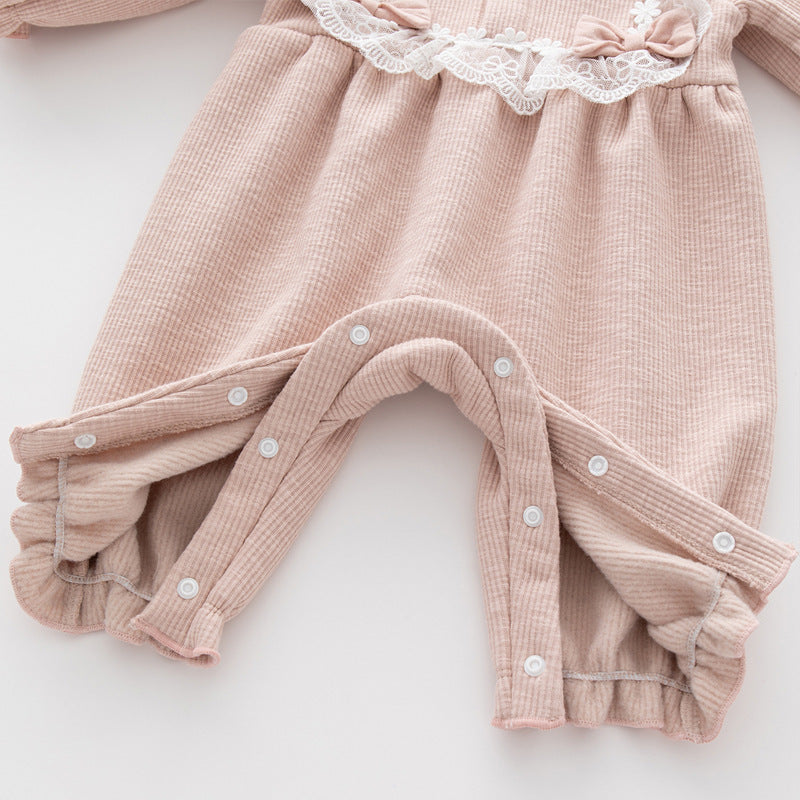 Baby Girl Long-sleeve Romper, Infant Warm One-piece Clothing, Newborn Clothes, Baby Bodysuit