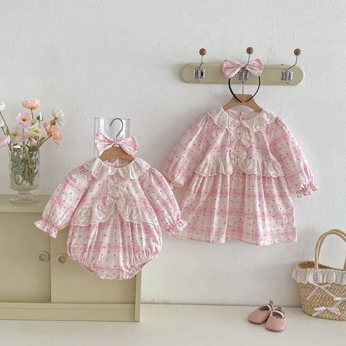 Baby Clothes Baby Romper Girl Ins Dress Sweet Princess Lace Sister Outfit Dropshipping