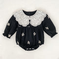 Baby Clothes Romper Spring Autumn New Floral Trim Embroidered Long Sleeve Girl Baby Princess Onesie Outerwear
