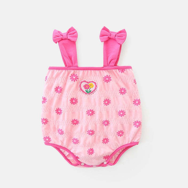 Cute Baby Girl Sleeveless Romper Infant Strap Bodysuit Lightweight One-Piece Clothes