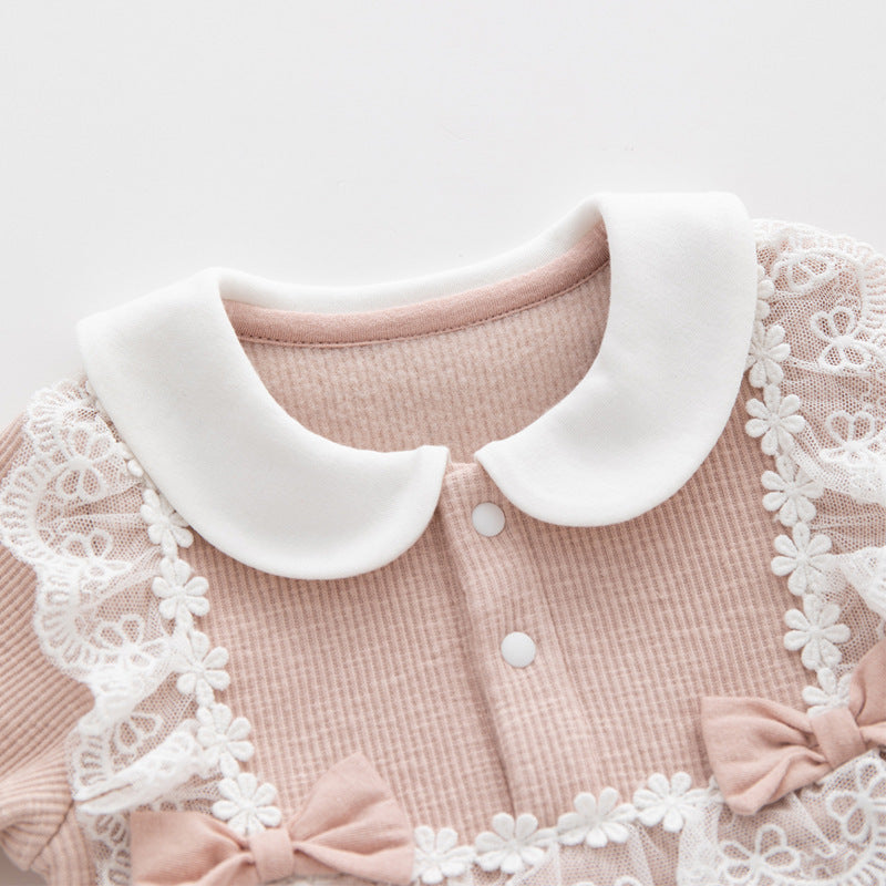 Baby Girl Long-sleeve Romper, Infant Warm One-piece Clothing, Newborn Clothes, Baby Bodysuit