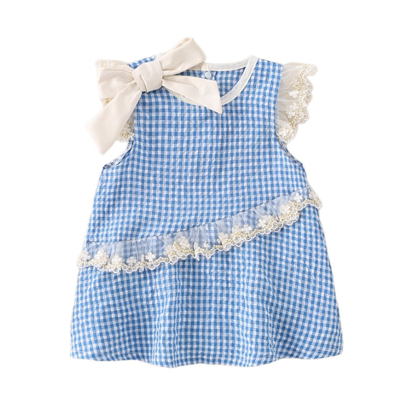 Baby Girl Sleeveless Princess Romper Outfit, Full Moon Triangular Crawler Clothes