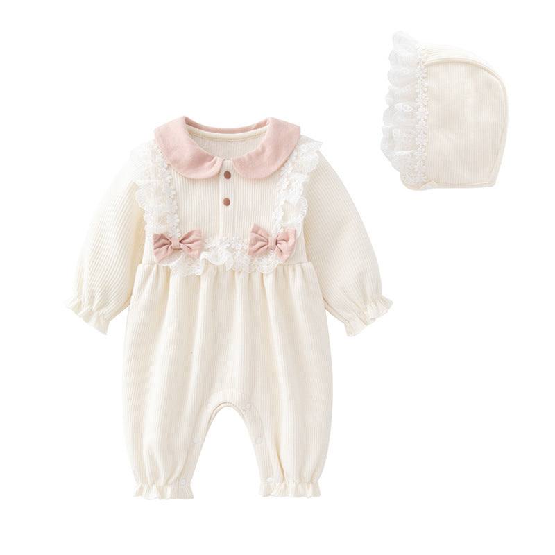 Baby Girl Long-sleeve Romper, Infant Warm One-piece Clothing, Newborn Clothes, Baby Bodysuit