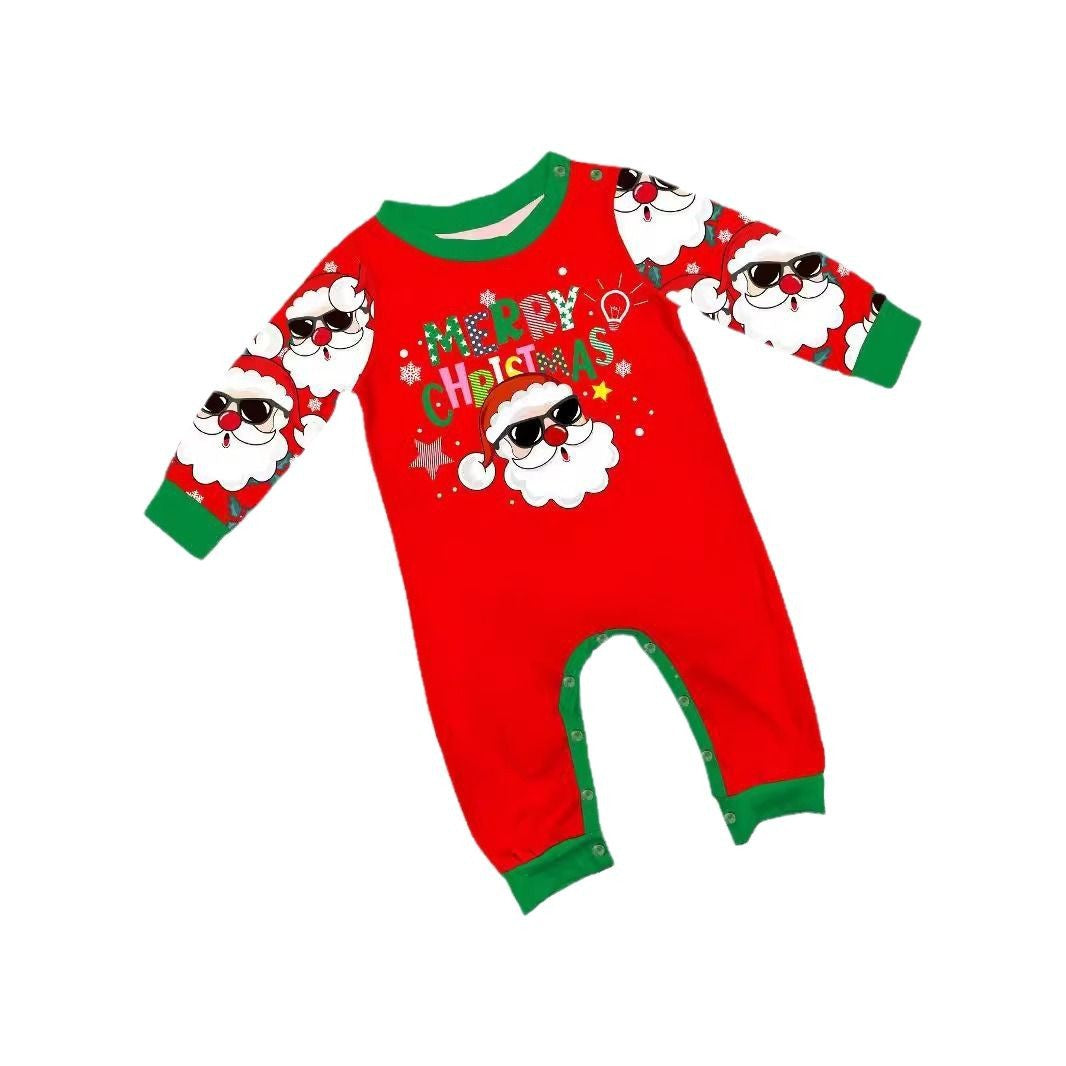 Family Christmas Matching Outfits – Santa Claus Print Loungewear Set for Adults, Kids & Baby