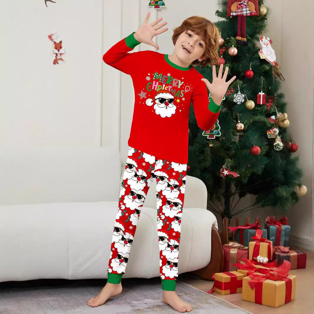 Family Christmas Matching Outfits – Santa Claus Print Loungewear Set for Adults, Kids & Baby
