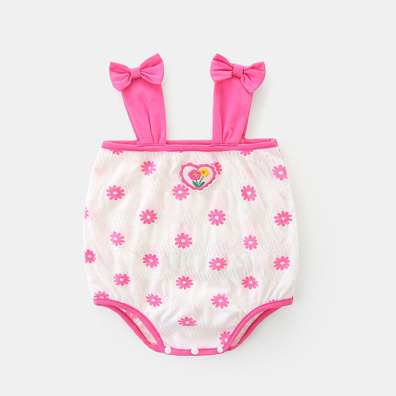 Cute Baby Girl Sleeveless Romper Infant Strap Bodysuit Lightweight One-Piece Clothes