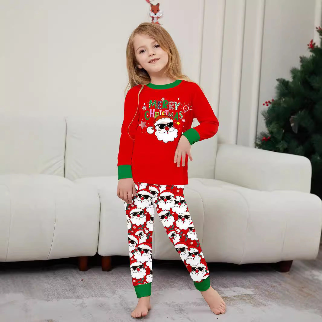 Family Christmas Matching Outfits – Santa Claus Print Loungewear Set for Adults, Kids & Baby