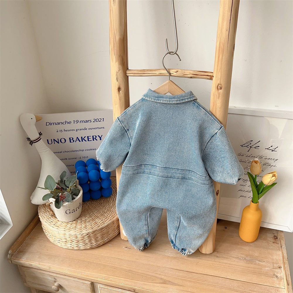 Denim Romper 0-1 Year Baby Clothes A Class Crawling Suit Boy Outfit