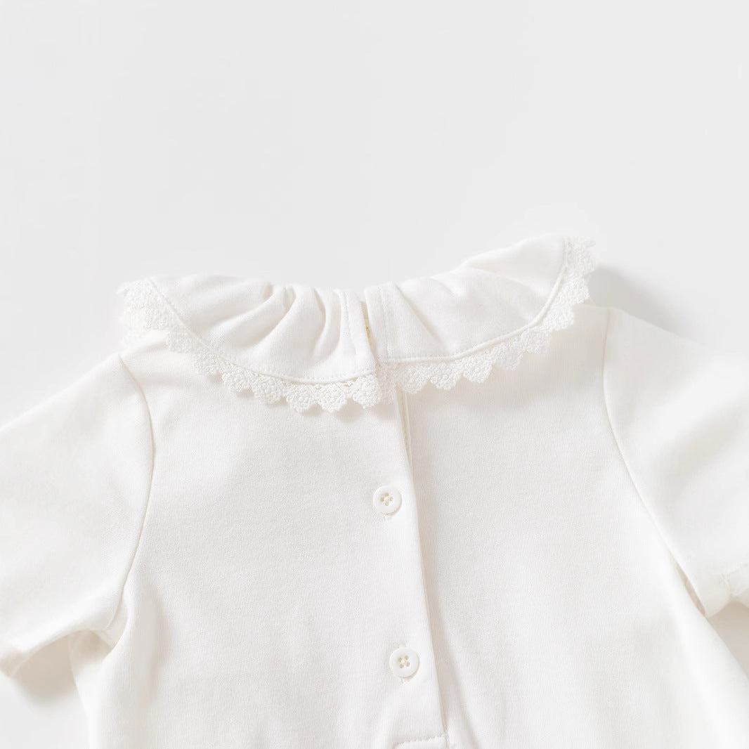 Ruffle Collar Newborn Baby Girl Romper Long Legs Clothes
