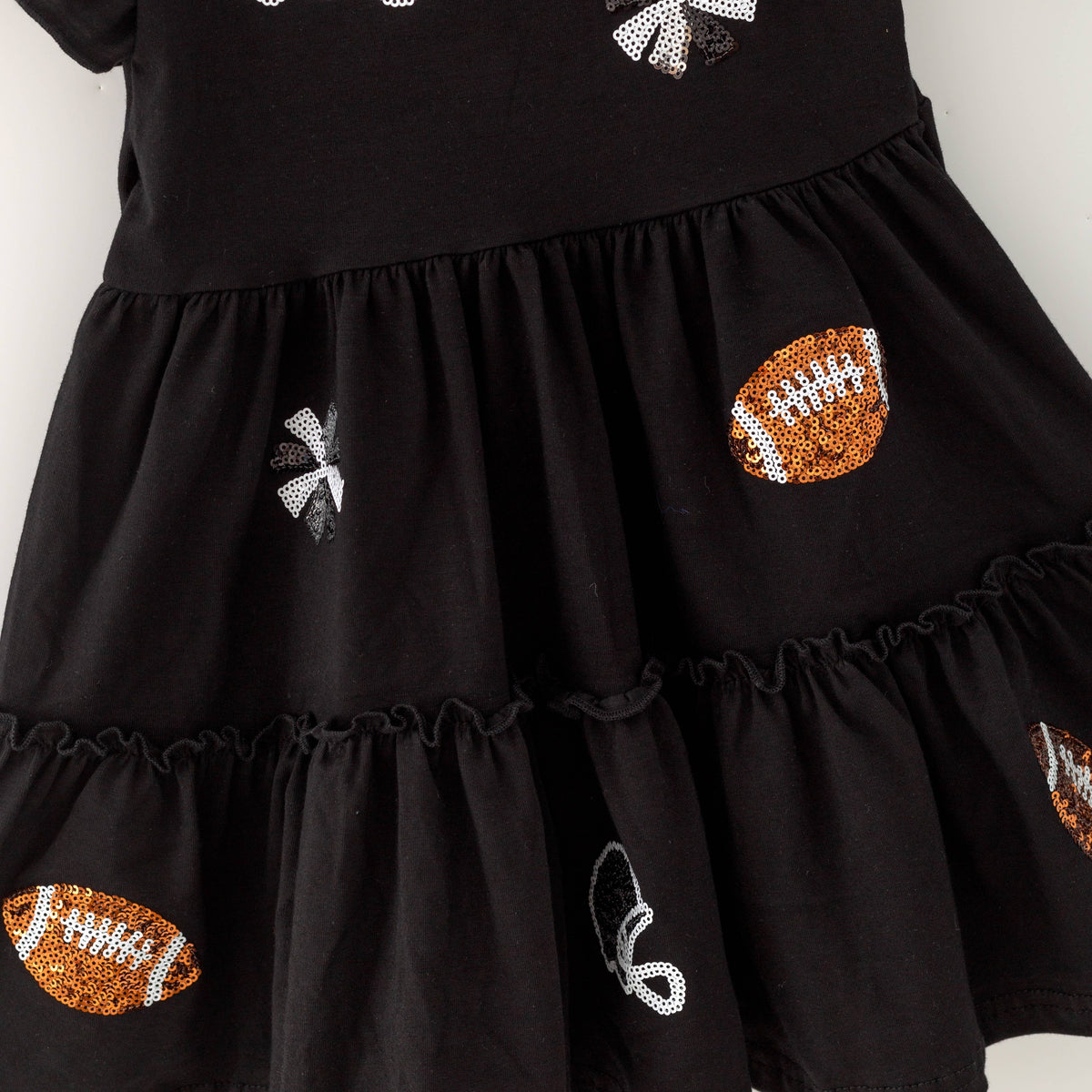 Black Football Sequin Girls Dress: 9/10 yrs