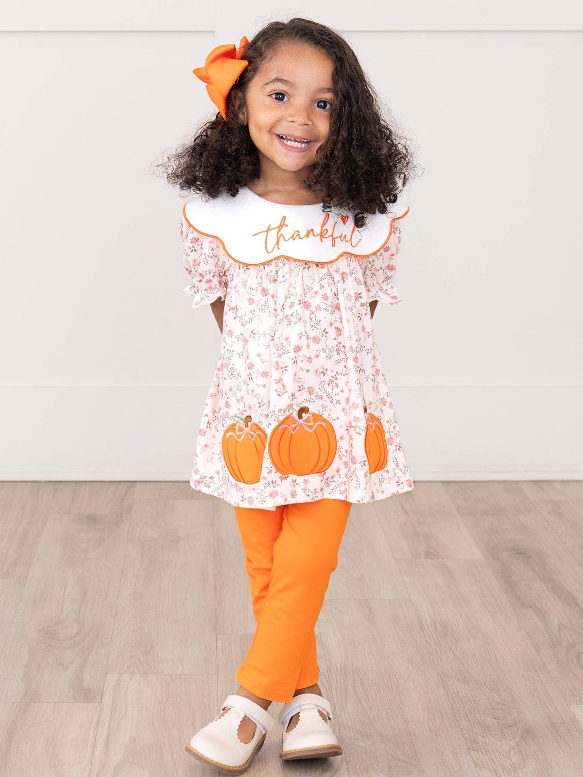 Thankful Pumpkin Embroidered Outfit: 3XL(7yrs)
