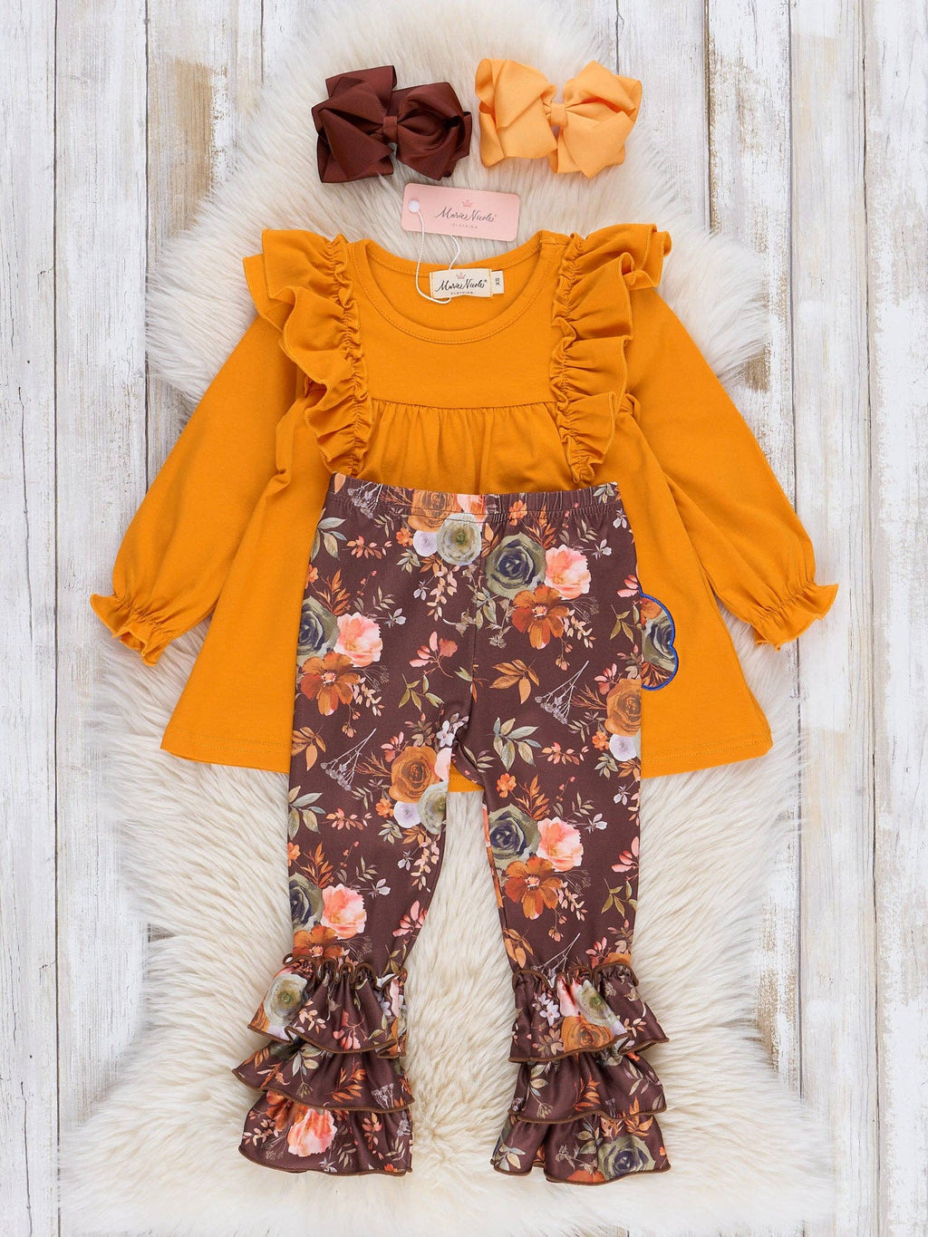 Mustard Turkey Floral Outfit: 5XL(9/10yrs)